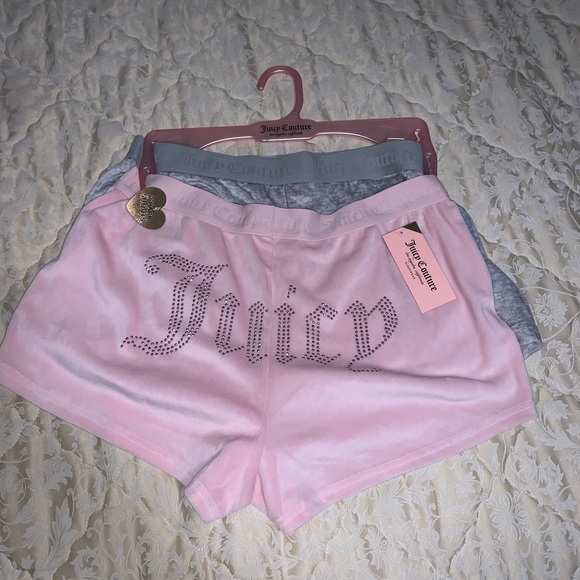 Juicy Couture Other - Juicy Couture pink and grey velour two pairs of shorts size medium